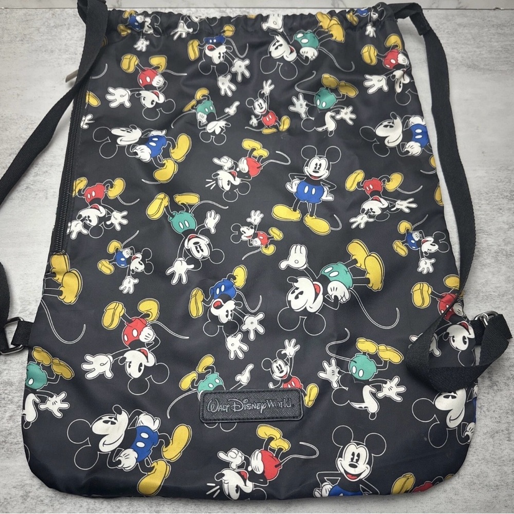 Disney Parks Mickey Mouse Satin Drawstring Bag Mickey Mouse Two Zippered Pouches